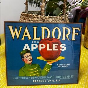 Waldorf apples original lithograph Vintage Sign